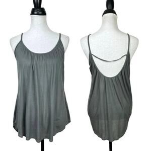 Graham & Spencer Gray Thin Ribbed Open Back Oversized Strappy Tank Top